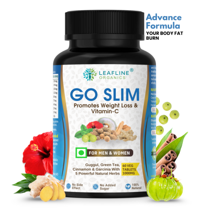 Go Slim For Weight Loss & Fat Burn | Targets Arms Thighs Hips Chin & Belly Fat | Boost Metabolism, Regulates Hunger Cravings | Advance weight loss supplement | 1000mg Tablet